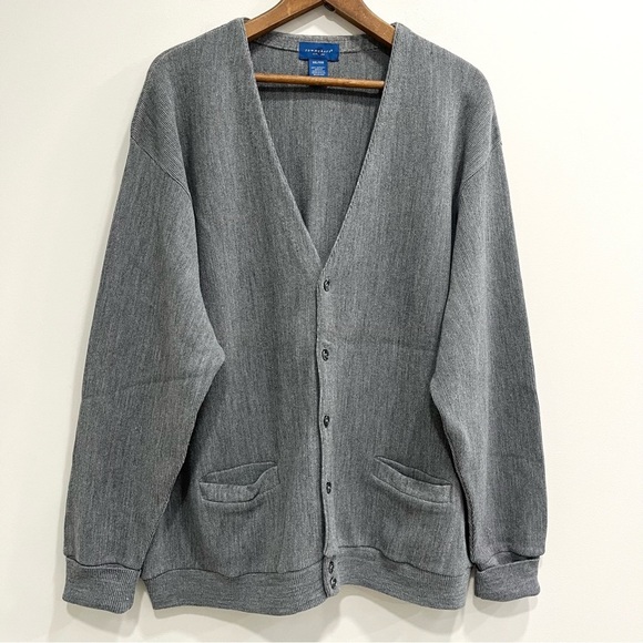 Vintage Towncraft gray cardigan sweater men’s size XXL made in USA - Picture 1 of 7